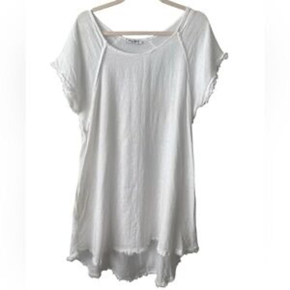 Catwalk Studio White Linen Dress with Raw Hem - Made in Italy - Picture 2 of 6